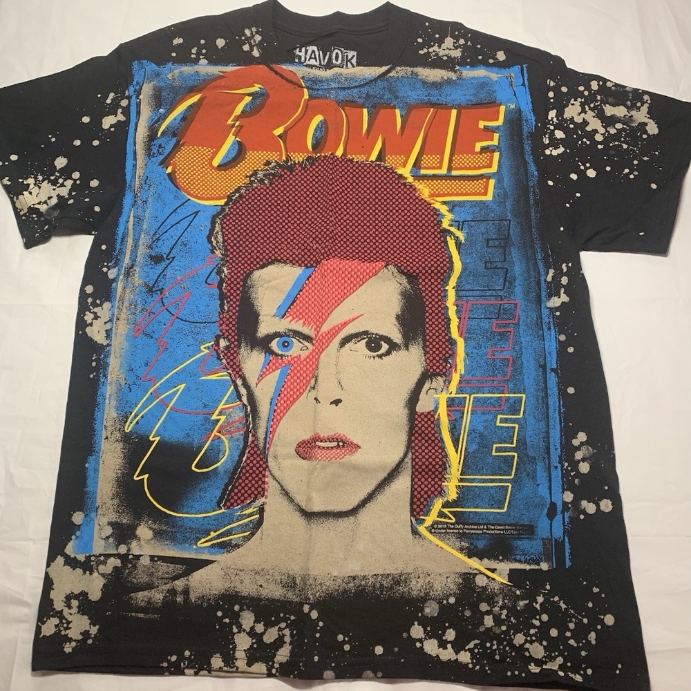 David Bowie Havok by Liquid Blue Retro Bleached Graphic Tee Mens Large T-Shirt